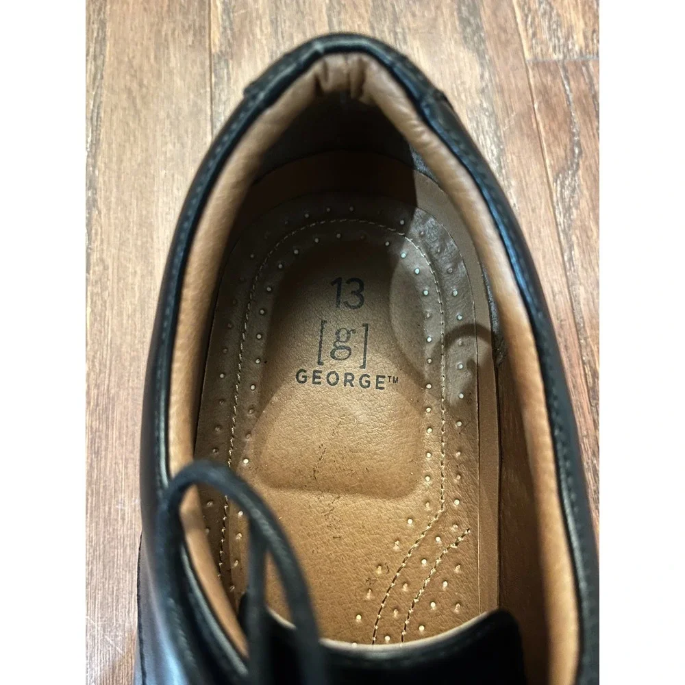 George Cap Toe Derby Shoes Men Black Lace Up Dress Shoes 13